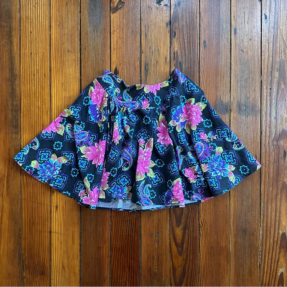 Vintage 80s Randi mini paisley & floral print gathered circle skirt Y12 or XS